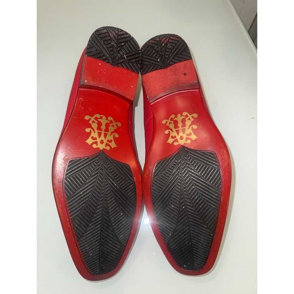 After Midnite Red with Gold Lion Emblem Slip-on Men's Dress Shoes Style # 6911 - Picture 10 of 10